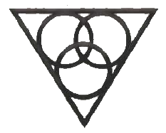 Symbole : trois anneaux entrelacés dans un triangle pointé vers le bas